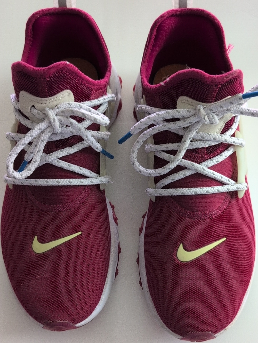 Nike React Red Sneakers with Pale Yellow Swoosh